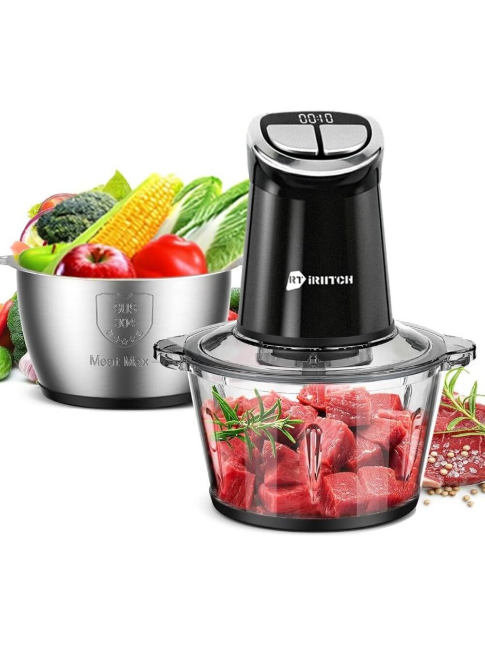 Versatile 800W Electric Food Processor with LED Timer & Chopping Function